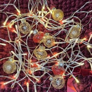 Set of Vintage Glass Christmas Ornaments – Red & Gold Glitter⭐️⭐️🎄